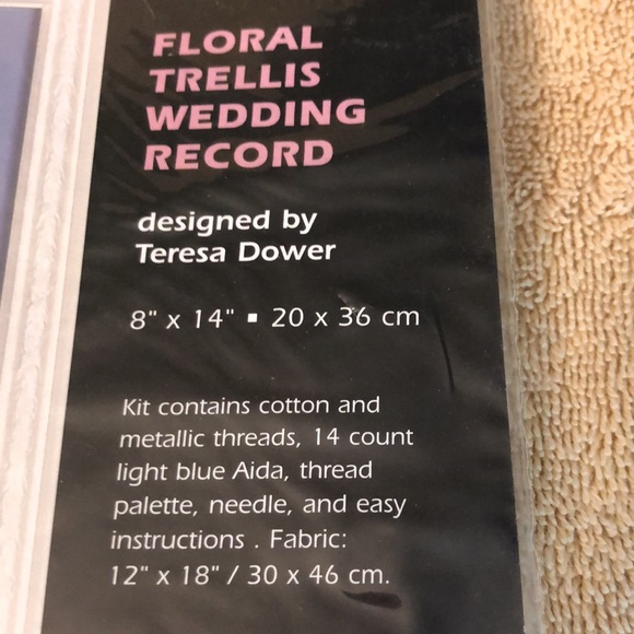 NIP Dimensions Floral Trellis Wedding Record 8x14” counted cross stitch - Picture 4 of 7